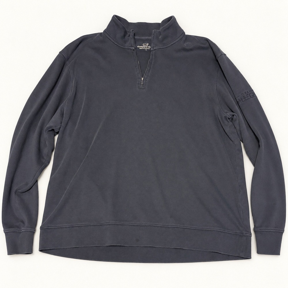 Vineyard Vines Mens Large Navy Blue 100% Pima Cotton Quarter Zip Pullover L